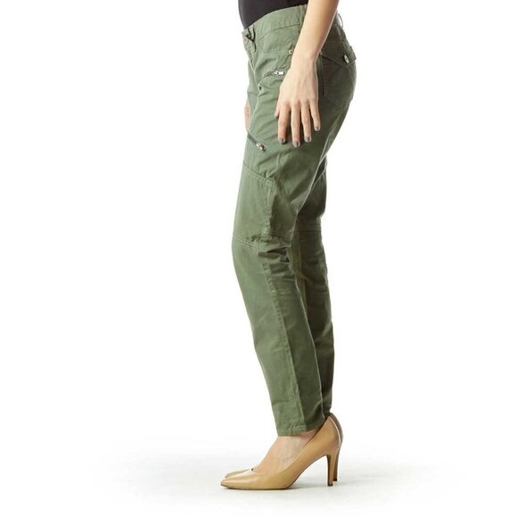 Dakota Collective Green Skinny Cargo Pant with Zipper Detail - Picture 3 of 3